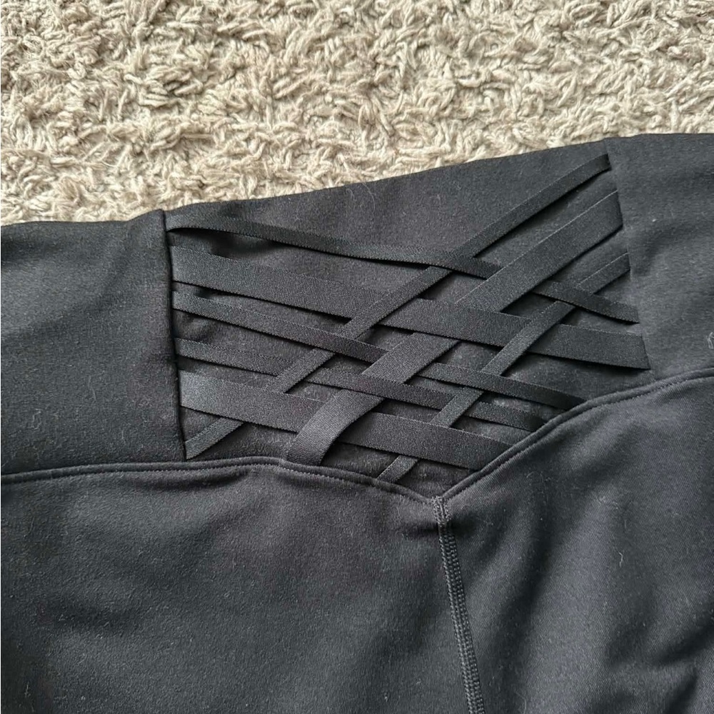 Black Strappy Waist Detail Leggings